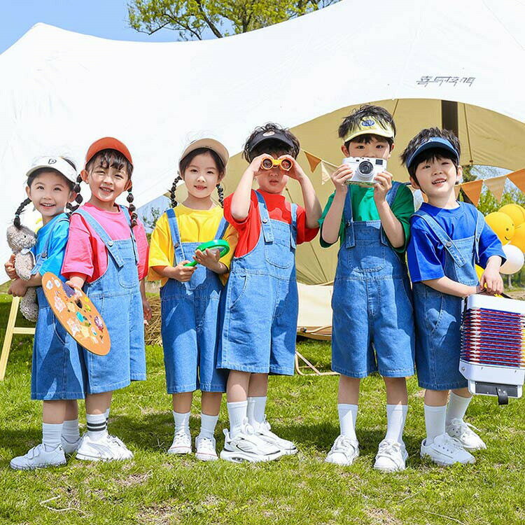 キッズ ダンス 衣装 ヒップホップ サロペット パンツ 半袖 tシャツ カラフル ダンス衣装 オーバーオール ダンス 女の子 男の子