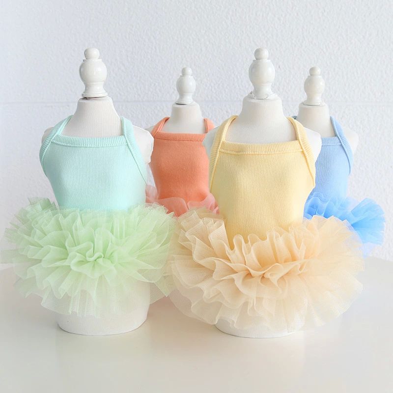 色鮮やかな 2024 夏 ペット 猫 服装 犬 新作 春夏 服 チュールスカート