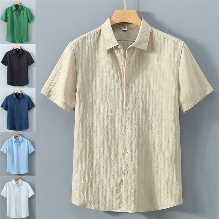 半袖 前開き トップス 開襟 ストライプ 涼しい 無地 メンズ トップス 通気性 半袖シャツ 開襟シャツ シャツ 薄手 ゆった 夏服 夏