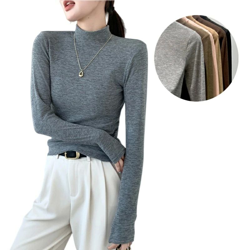 柔らか インナー 春 長袖 ベーシック レディース 吸汗速乾 カットソー 無地 秋 トップス ハイネック ストレッチ シンプル 保温性