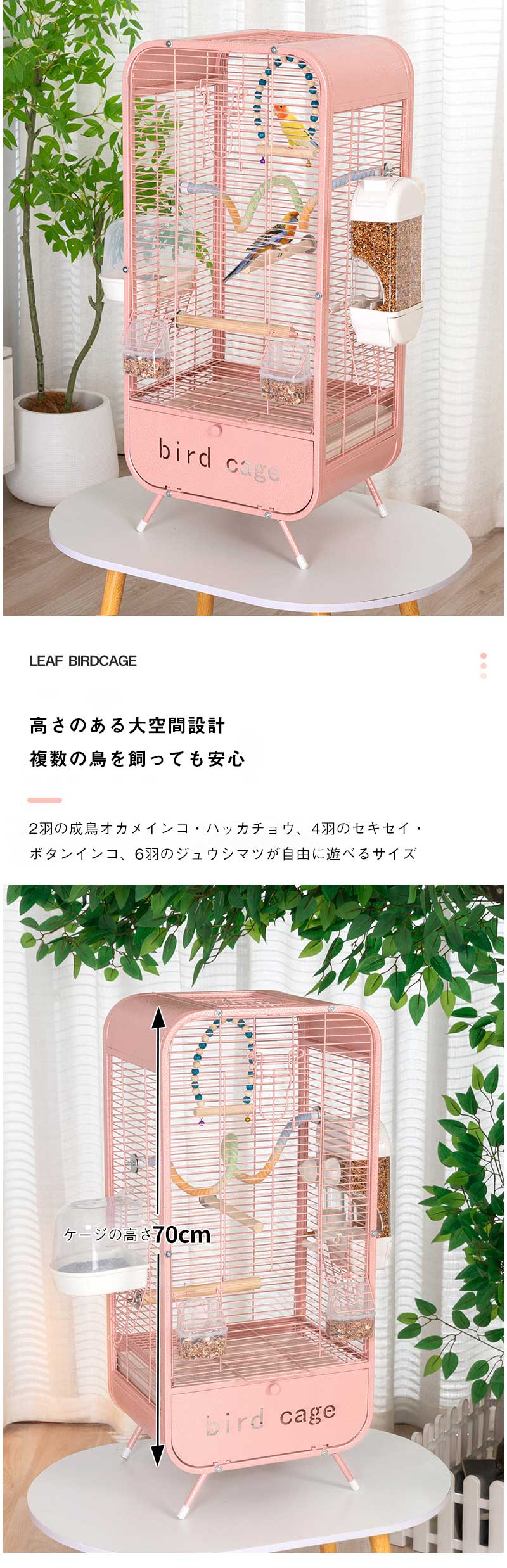 天神橋セレクトの天窓付 複数飼い 鳥小屋 鳥かご 文鳥 セキセイ 組立式 鳥小屋 バードゲージ ケージ 文鳥 ケージ インコ 大型 鳥ケージ 鳥かご｜アングル2