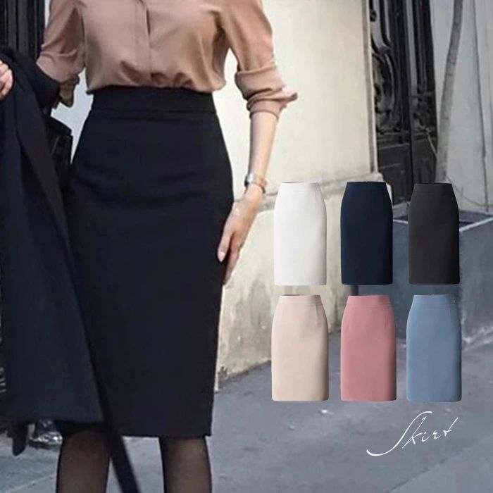 春夏 無地 スカート ヒップラップ スレ 膝丈 ビジネス 膝丈スカート タイトスカート ペンシルスカ