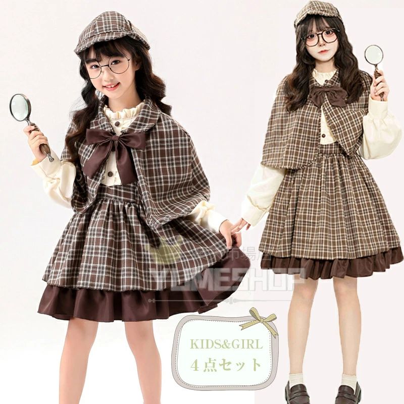 2025新作 ハロウィンコスプレ セットアップ コスプレ ハロウィン 衣装 子供 女の子 魔法メイドコスプレ ハロウィン ハロウィーン ワンピース 帽子 マント 蝶ネクタイ ワンピース M L 子供用 ハロウィン 仮装 魔女 巫女 精霊