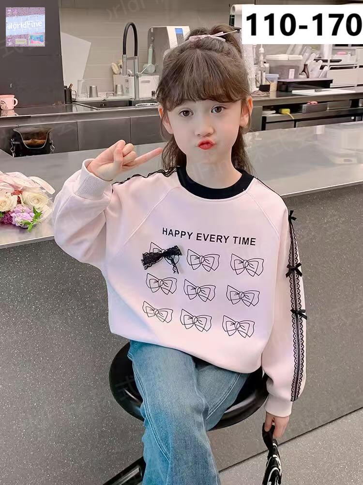 キッズ 子供服 リボン柄トップス 薄手 カジュアル レース 女の子の服 女の子洋服 ...