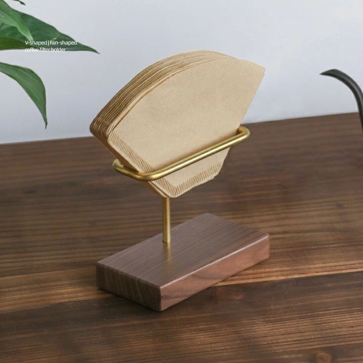 ステップ コーヒー フィルター 木 おしゃれ スタンド 真鍮 台形型 COFFEE ペーパー収納 コーヒー 円錐..