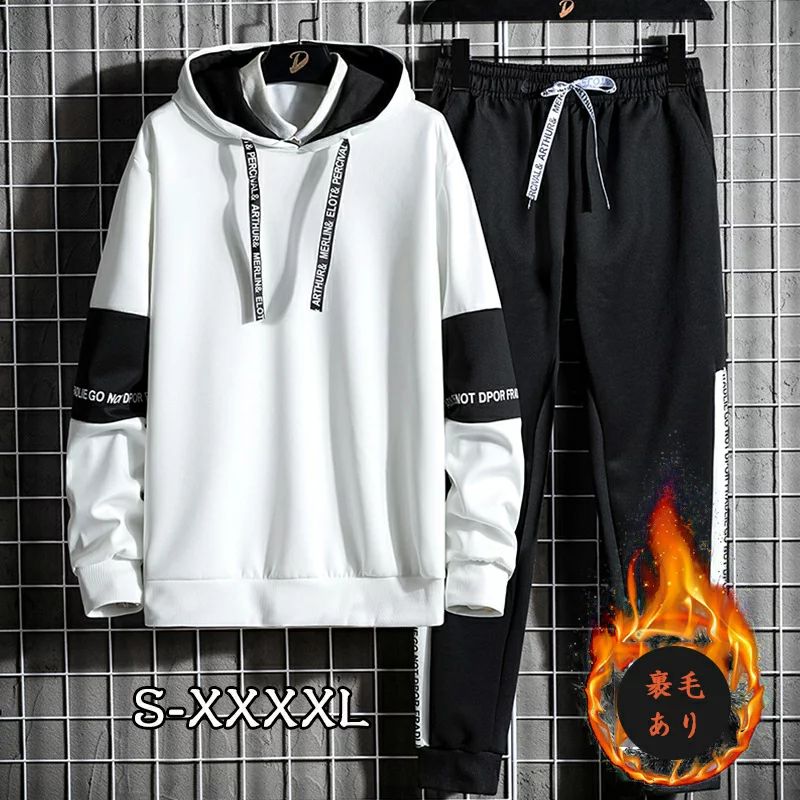 ストレッチ フード付き 秋服冬服 カジュア スポーツ 裹毛あり長袖 上下セット パーカー パンツ メンズ トレーニング スウェット