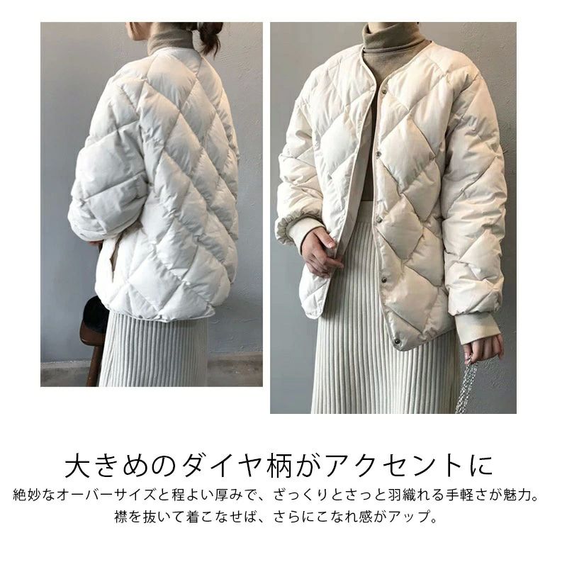 キルティングコート ノーカラー キルティングジャケット アウ 冬 中綿コート 中綿ジャケット トップス 大きいサイズ レディース 3