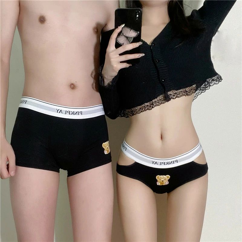 樂天商城 - 【送料無料】ペア 下着 カップル 男女2着セット 着心地良い 柔らかい セクシー ショーツ 綿100％ スポーツ プリント モノキニ