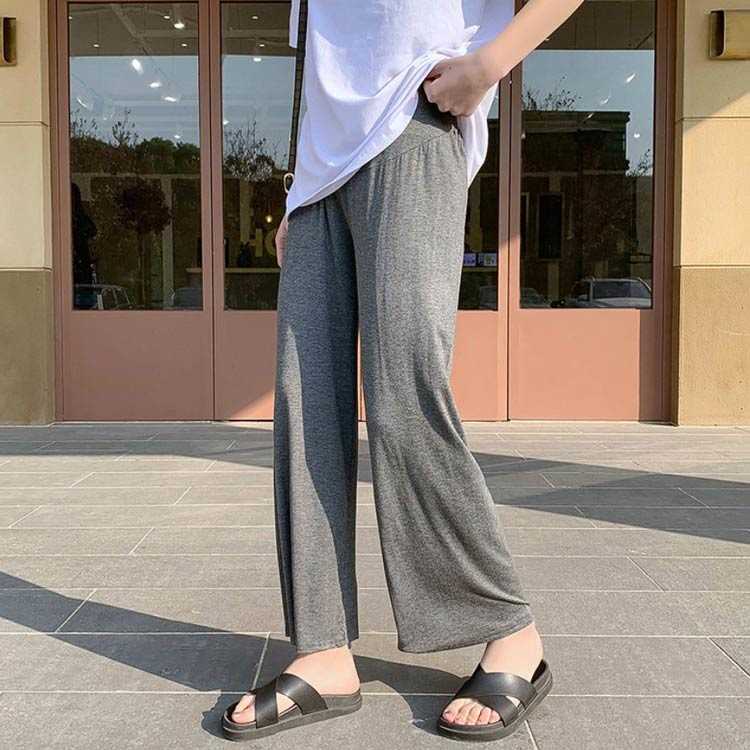 妊 秋 10分丈 ワイドパンツ お腹を包むウエスト 春 ストレッチ 夏 サラサラ素材 ア...