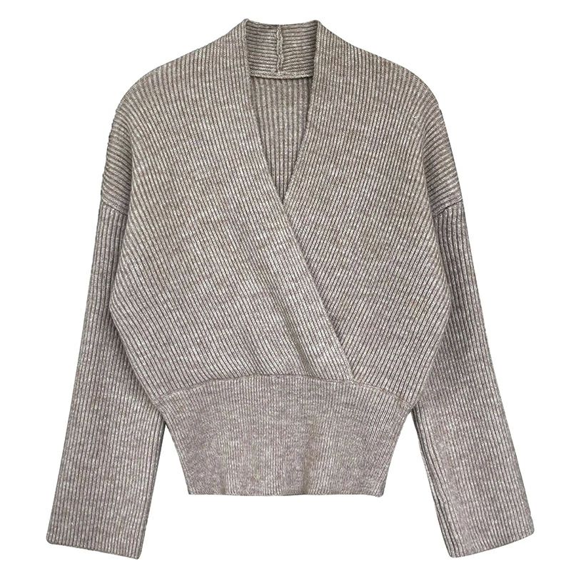 冬 秋 通勤 おしゃれ ゆったり カジュアル 無地 長袖 セーター トップス Vネック レディース