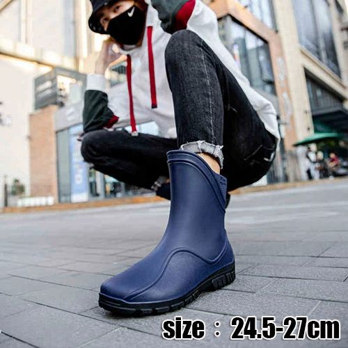 柔らかい 梅雨対策 おしゃれ 防水 ショートブーツ 滑り止め 完全防水 メンズ レインブーツ