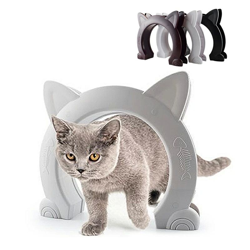 ブラウ diy 可愛い 通り抜け 磁石 猫用ドア 犬 引き戸 取り付け 半自動 猫耳型 ペット 猫ドア 小型犬 ..