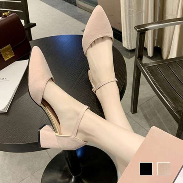 樂天商城 - フェミニン アンクルストラップ パンプス チャンキーヒール 歩きやすい ポインテッドトゥ 大人美脚 シューズ パーティー パンプス 披露宴 オシャレpumps 太ヒール パンプス