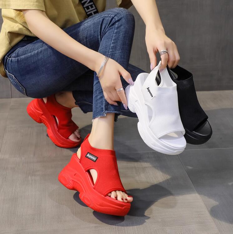 Sports Sandal - インヒールサンダル ウェッジソール 厚底 プラットフォーム スポーツサンダル 9センチヒール オープントゥサンダル グラディエーター シンプル レディース 靴 女性 サマーサンダル カジュアル コンフォート 美脚 履きやすい 歩きやすい お出かけ 通勤 オフィス 婦人靴 3色