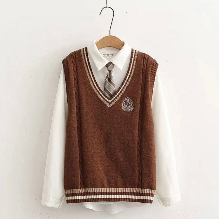 セーター 学生服 秋 チョッキ 中学 JK 夏 ニットベスト ノースリーブ 春 ホワイト Vネック 制服 制服 スクールベスト スクール