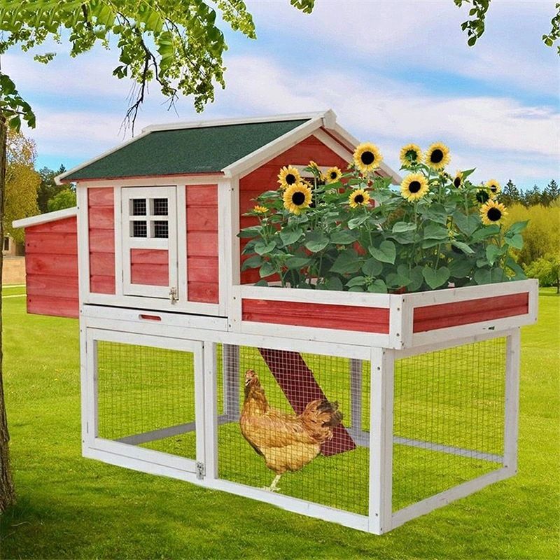 木製鶏小屋 鶏小屋 鶏舎 屋外裏庭用 上げ底ガーデンベッド ランエリア 屋外裏庭用...