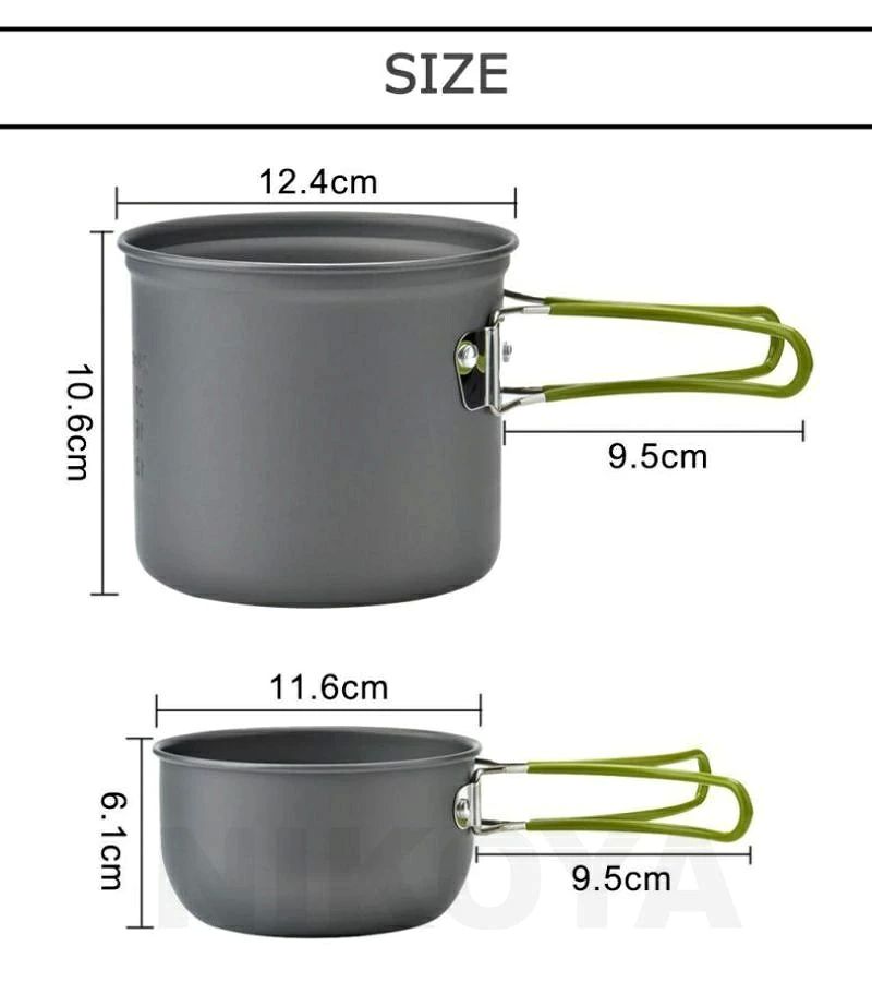 クッカーセット 1-2人用 5点セット 収納袋付き アルミクッカーセット クッカー キンプ用食器 食器セット カトラリーセット ステンレス アウトドア鍋 鍋 フライパン キャンプ用品 ステンレス スプーン フォーク キャンプ アウトドア レジャー 登山 バーベキュー 調理器具 tenjinbashiselect-10172519 天神橋セレクト サンプル画像3