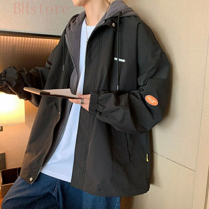 乐天商城 - 軽量 冬用 長袖 防風 ジャケット アウター コート メンズ 秋冬服 春秋 カジュアル 暖かい 無地 人気 フード付き 大きいサイズ