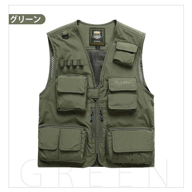 フィッシングベスト 多機能 メンズ ジャケット 撮影用 マンベスト 釣り メッシュベ...