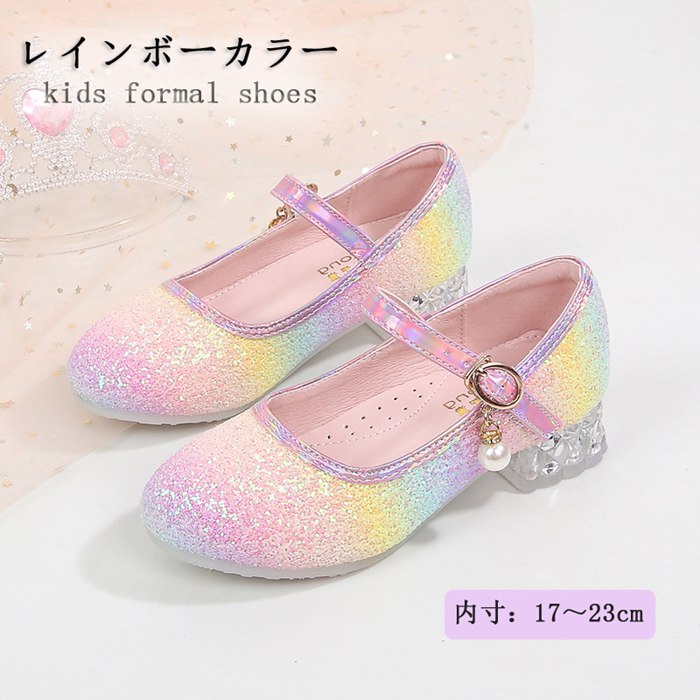 Other - ストラップシューズ キラキラ 女の子 ドレスシューズ レインボー お姫 キッズ カラー 17cm-24.5cm フォーマルシューズ パンプス