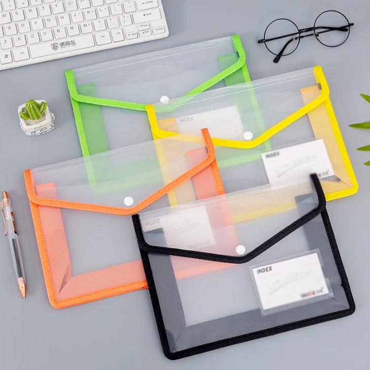 ファイルボックス ファイル袋 A4横封筒型 ファイルバッグ ドキ ボタン式 クリアファイル ドキュメントケース ドキュメントバッグ