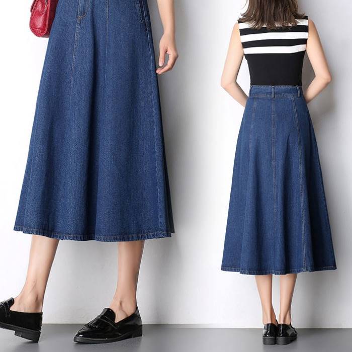 樂天商城 - 膝下 きれいめ レディース 代 夏秋 ボトムス おしゃれ 代 痩せ見え 代 体型カバー 代 デニムスカート