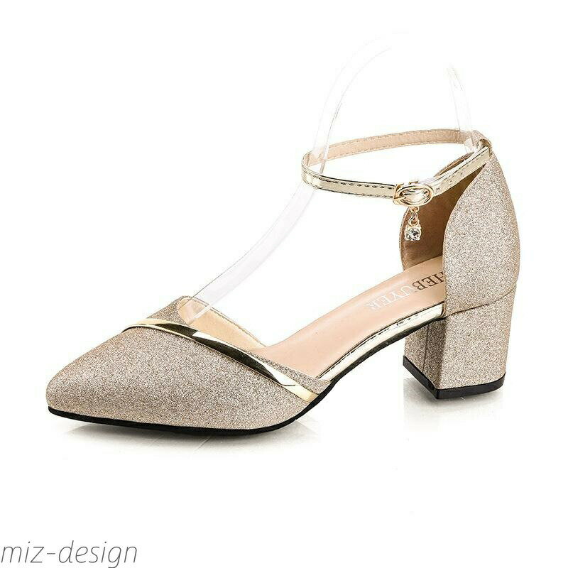 【送料無料】結婚式 キラキラ レディース ポインテッドトゥ 疲れない パンプス ストラップ パーティーシュ 痛くない ピンヒール