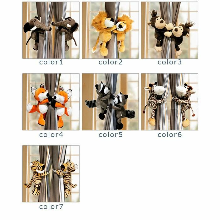可愛い 象 人気 雑貨 カーテンタッセル 2個 カーテンアクセサリー 小物 送料無料 猿 狐 ぬいぐるみ風 ..