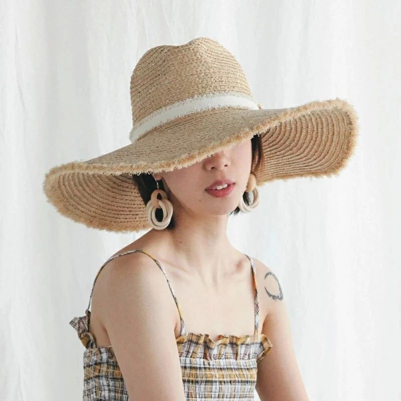 Straw Hat - おしゃれ ハ リゾート 麦わら リボン つば広 帽子 UV 麦わら帽子 大きめ 春夏 遮光 麦わらハット レディース 夏 バケットハット