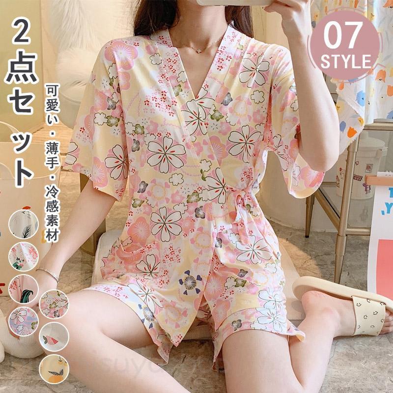 樂天商城 - パジャマ 半袖 ルームウェア レディース コトン 可愛い パンツ 薄手 部屋着 2点セット 春夏 可愛い 柔らかい 女性 部屋着 寝間着 柔らかい