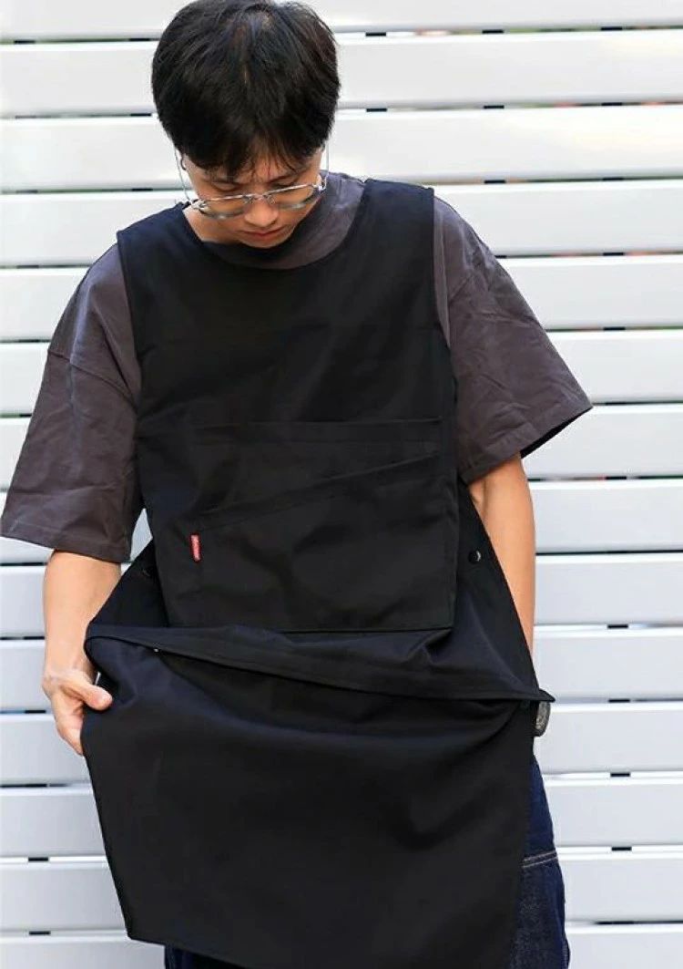 キャンプ エプロン 2way すぽっと 被る だけ 男女 兼用 ポケット 付き ベスト オシャレ 教室 料理 アウトドア