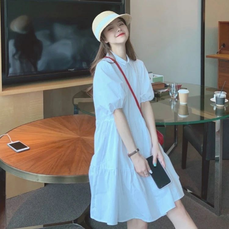 シャツワンピース ワンピース チュニック パフスリーブ ワンピース チュニックワンピ Aライン 大きいサイズ ティアード フレア