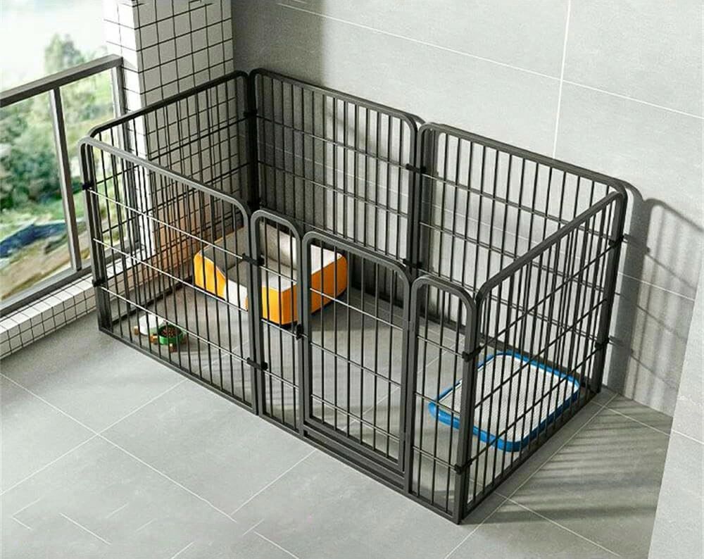 6ペットサークル 犬 ペットフェンス サークルケージ ドア付き 室内 屋外 置くだけ 柵 自立 ケージ 小型犬 セットドア付 6枚 接続式 簡単組み立て 工具不要 折りたたみ 犬用 広げる レイアウト自由 120×60cm