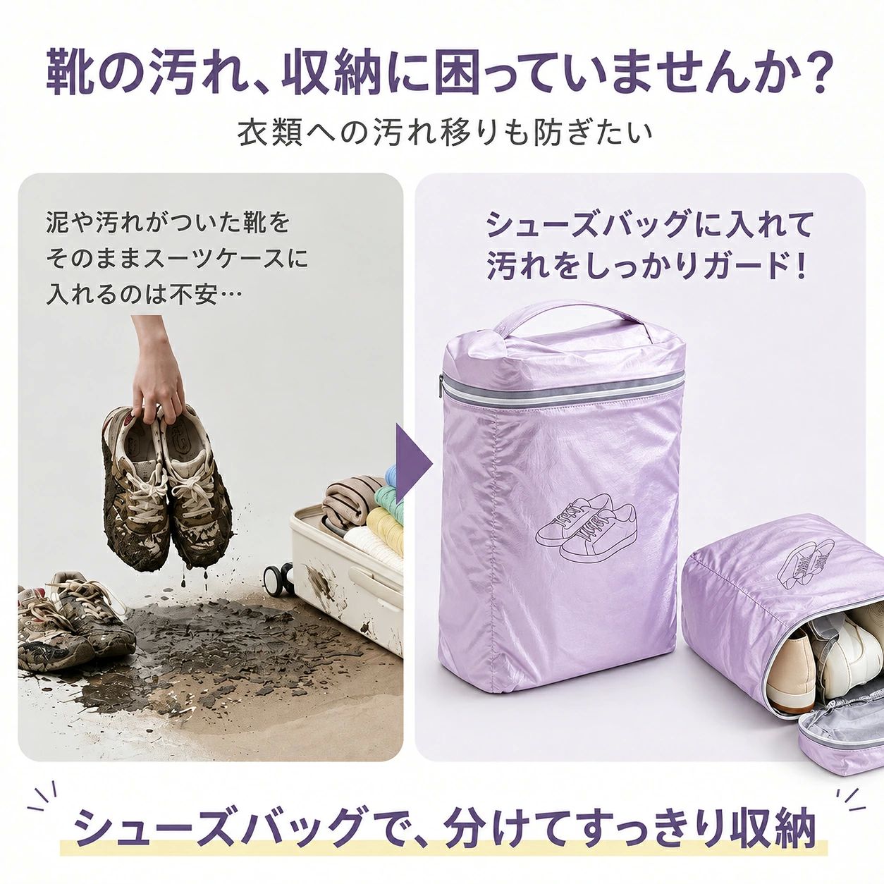 シューズバッグ 靴 収納 旅行 シューズケース 撥水 靴袋 靴入れ 大容量 軽量 持ち...