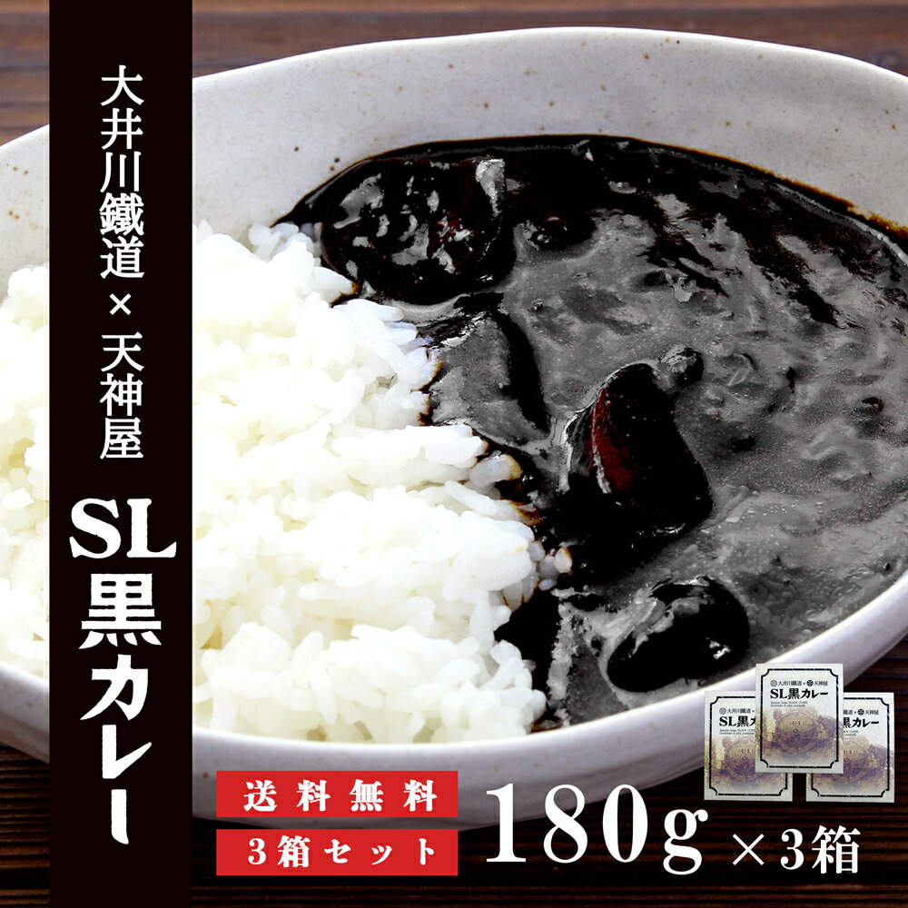 【大井川鐵道×天神屋】 SL 黒カレー 3箱セット イカ墨 入り カレー セット レトルト 食品 総菜 おかず 静岡 ご当地カレー ブラックカレー お取り寄せ グルメ 常温保存 大井川 川根 グルメ 180g ×3