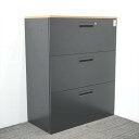 コクヨ エディア 3段ラテラル書庫 天板付 H1130 ブラック 中古