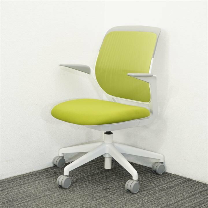 【★★★★】中古 送料無料 スチールケース コビーチェア 肘付 ワサビ