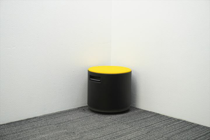 【★★★★】中古 送料無料 スチールケース ターンストーンブイ スツール Φ458 イエロー／ブラック