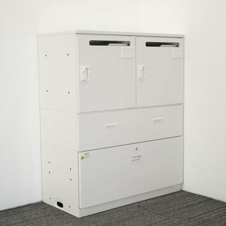 イトーキ ダイヤル式2人用モバイルロッカー+ラテラル書庫 コンセント付　中古