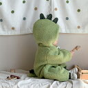恐竜服 赤ちゃん服 ルームウエア パジャマ 男の子 子ども 冬 可愛い おしゃれ 新生児 ベビー キッズ 長袖 前開き 帽付 あったか ふわふわ もこもこ つな...