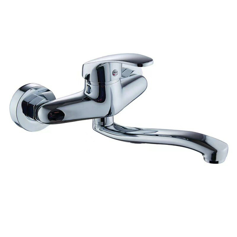 キッチン蛇口 壁付き 混合水栓 シングルレバー 浴室用水栓 バス水栓 180°首回り 泡沫吐水 ツーホール式..