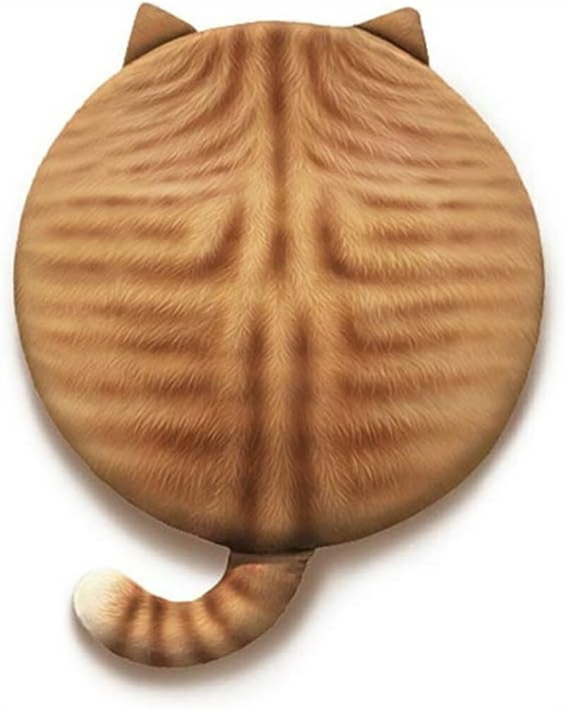 座布団 丸型 チェアクッション 低反発 可愛い 猫 3D 40*40cm オフィス たたみ ラウンド