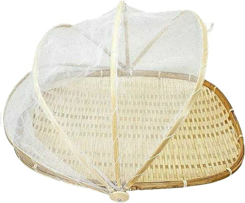 バスケット 野菜 水切り 竹ざる 竹かご 干し網 竹ザル 野菜干しネット 水切りザル 青竹もり皿 竹盆ざる 実用 多機能 パンかご ネット付き 乾燥 陰干し 収納 保存 使いやすい 通気 防塵 防虫 果物 干物 台所用品のサムネイル