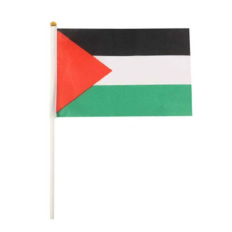 ミニ パレスチナ国旗手持ちフラッグ デスクフラッグ パレスチナ 手持ち旗 14x21cm 小さい パレスチナ国旗 スティック付き