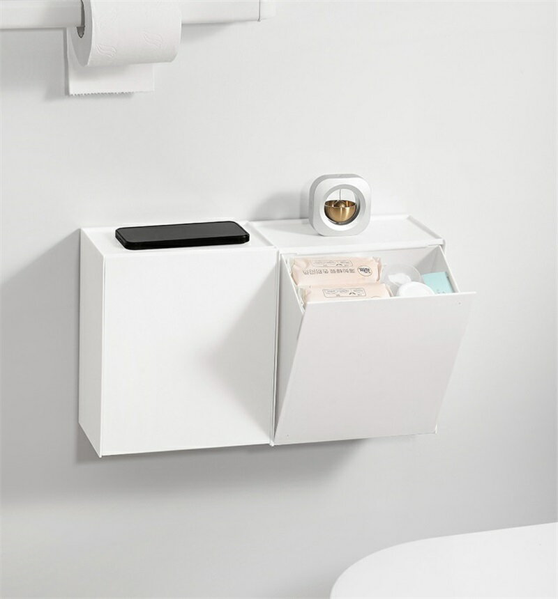 壁掛け 収納ボックス 玄関 小物入れ ゴミ箱 小さい 蓋付き 壁面収納 フラップ式 玄関 キッチン 小物入れ ホワイト グレー おしゃれ シンプル