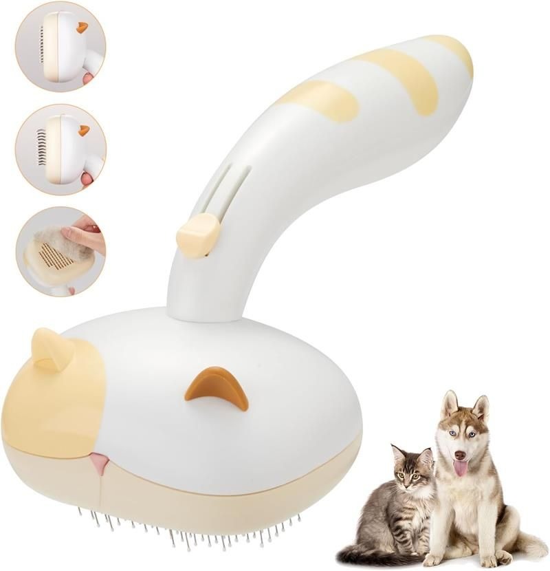 猫 犬 ブラシ ブラッシング ペット用ブラシ 猫毛取り スリッカーブラシ ヒーリングブラシ2レングス針 マッサージ 耐久性 抜け毛除去 丸洗い可能 肌に優しい 犬猫兼通 長毛 短毛