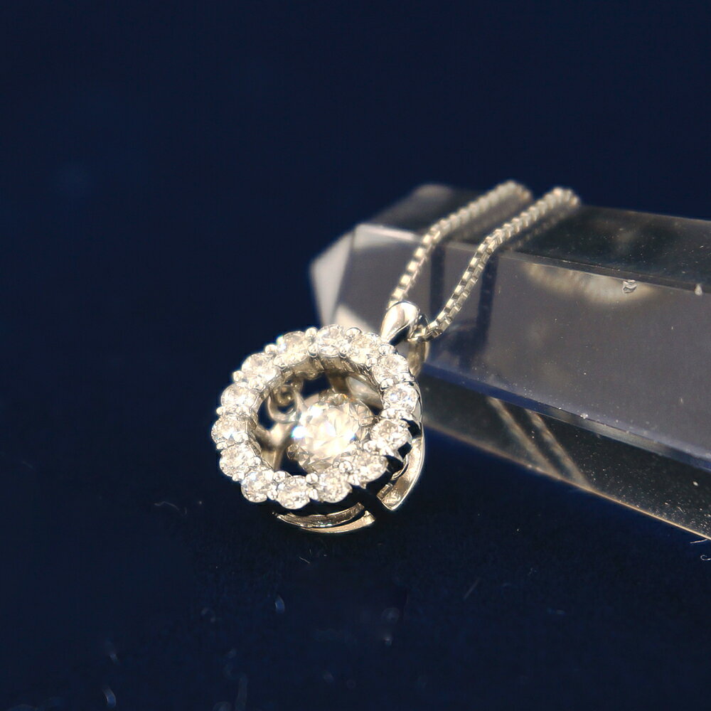 Rakuten - 【タイムセール】 計0.40ct ダイヤモンドペンダント(18K) 『ダンシングストーン 特許チップ付き』 鑑別書付き ラウンドブリリアントカット プラチナ(Pt850)チェーン付き♪ jyuer