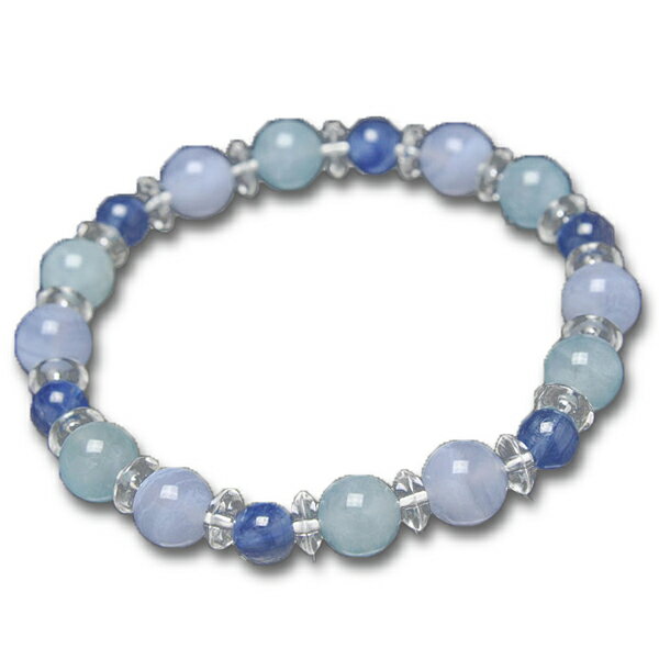 【ポイント20倍】 アクアマリン カイヤナイト ブルーレースアゲート 水晶 ブレスレット 天然石 パワーストーン