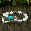 【ポイント20倍】 アマゾナイト × チャロアイト × ブルーレースアゲート × アメジスト × クンツァイト × 水晶 ブレスレット 腕輪 数珠 アクセサリー...