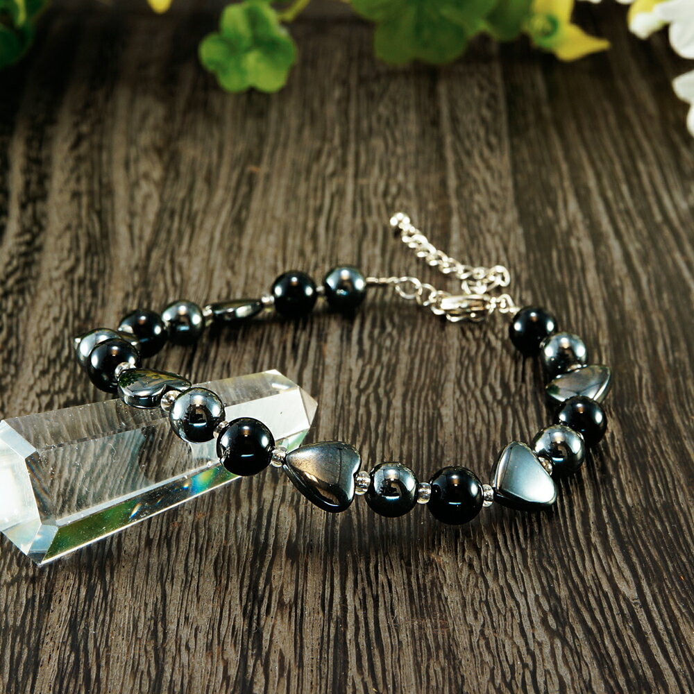 【ポイント20倍】 ヘマタイト × オニキス ブレスレット 腕輪 数珠 アクセサリー 天然石 パワーストーン 厄除け 風水 お守り カジュアルデザイン ファッシ...